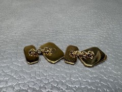 Enamel Metallic Sunburst Cantaloupe Color Yellow Gold Plated Cuff Links
