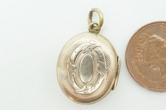ANTIQUE ENGLISH 9K GOLD BACK & FRONT ENAMEL LOCKET PENDANT c1880