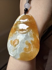 純天然翡翠A貨 老坑冰雞油黃 悟道 Untreated Burma Grade A Jadeite Certified 本自具足 buddha