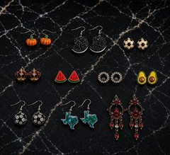 Women’s Fashion Earrings Mixed Lot 20 Pairs Multicolor Rhinestone