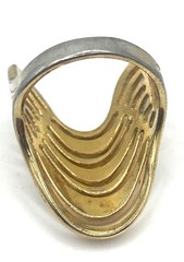 Vintage 18k Yellow Gold Plated CZ Waves Cocktail Ring Size 8