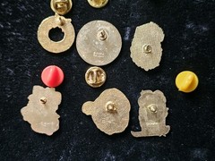 Lot Of 6 Christmas Gold Tone Enamel Holiday Lapel Pins Flat Signed Swib Taiwan