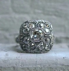 Art Deco Vintage Style 3Ct Round Lab Created Diamond 14K White Gold Finish Ring
