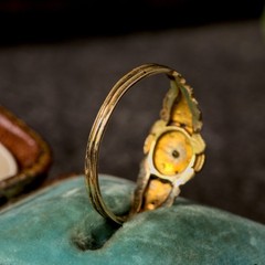 LOVELY SMALLER ANTIQUE GEORGIAN ENGLISH 18K GOLD PEARL TURQUOISE RUBY RING c1820