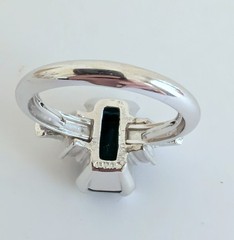 Beautiful Vtg Avon Park East Faux Green Emerald & Rhinestone Ring Sz 4-5.5