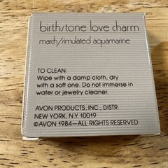 NIB Avon 1984 Birthstone Love Charm March Simulated Aquamarine