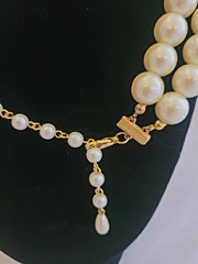 Vintage Two Strand White Pearls Hook Adjustable Clasp