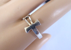 925 Sterling Silver Vintage JSF Mexico Egyptian Ankh Unisex Ring Size 7.5 Vtg.