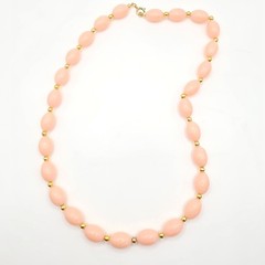 Vintage Pink and Gold Beaded Necklace