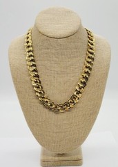 MONET Necklace Gold Tone Double Oval Link RARE Statement Runway Vintage 21 in