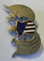 VINTAGE UNIQUE UNITED STATES CREST KNIGHTS SILVER ENAMEL BROOCH PINBACK