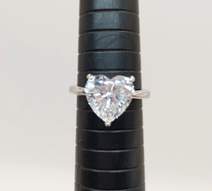 925 Christian Vaccaro, Moissanite Heart Solitaire Ring, Size 5.5, 4.5g Lot#564