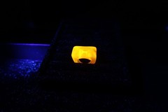 Vtg 60’s Orange Mod Acrylic Resin Glow in the Dark Ring Retro Fashion Size 5.5