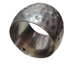Vintage Wide Silver Tone Bangle Bracelet Hammered Dimpled Dome Texture Size 7