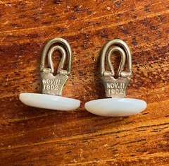 Antique Cufflinks Mother Of Pearl Engraved Nov 11, 1902 Edwardian Era Excellent