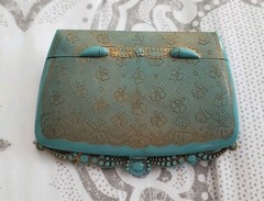 Scarce Vintage Kreisler “Golden Fantasy” Turquoise Ornate Jewelry Box