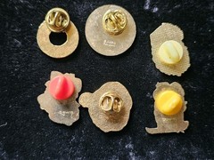 Lot Of 6 Christmas Gold Tone Enamel Holiday Lapel Pins Flat Signed Swib Taiwan