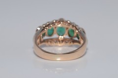 Antique 14k Gold Top Silver Natural Rose Cut Diamond And Emerald Ring