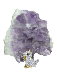 Vintage Landau Gold Tone Crystal Rhinestone Terrier Dog Pin USA SELLER