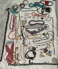 Vintage Jewelry Lot with Various Styles Necklaces/ Earrings/bracelets/ Others