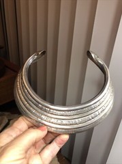 Vintage MOULAGE MODELE 925 Sterling Silver Choker Collar Cuff Necklace 75.5g