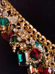 Lunch at the Ritz Christmas Tree Wreath Candy Cane Red Green Gold Blue Necklace