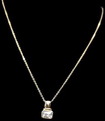 Danecraft 24kt Gold Over 925 Sterling Cubic Zirconia Pendant 18″ GF Necklace