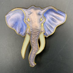William Spear Elephant Brooch Pin Purple Enamel 1989 1980s Vintage