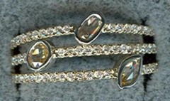 .72CT WHITE & MOCHA ROSE CUT DIAMOND 18KT 2 TONE GOLD MULTI SHAPE 3 ROW FUN RING