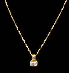 Danecraft 24kt Gold Over 925 Sterling Cubic Zirconia Pendant 18″ GF Necklace