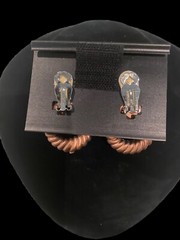 JEFF LIEB SIGNED 80s Amber CRYSTAL GLASS LAYERED ROUND BIG DROP EARRINGS