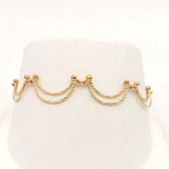 Solid 14k Yellow Gold Crescent Moon Scalloped Bracelet U Shape 7in Vintage