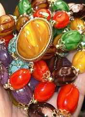 Vintage Hong Kong Multicolor Art Glass Bead Necklace Boho Statement 23” 80g 1960