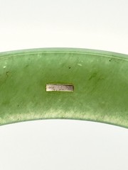 Mid Century Hand Carved Floral Garden Mainland China Jade Statement Bracelet