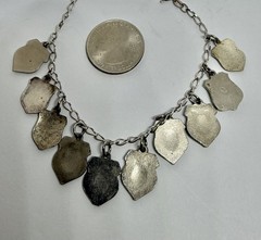 Vintage 10 Australia Tourist Historical Sites Shield Charms 925 Bracelet 7 3/4”
