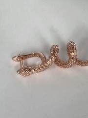 Vintage 1990-s 14 Ct Rolled Gold Long Solid Snake Earrings-Hallmarked 585 RG