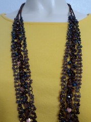 Coldwater Creek women long necklace all metal chains with tiny beads. NWOT.