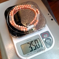 Natural Japan Angel Skin Pink Coral 6.4mm. & Crystal Quartz Necklace 21 in.,35g.