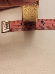VINTAGE Yellow Gold Tone Floral Engraved Bangle BRACELET (Gold Plated?)