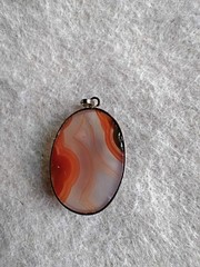 Antique Victorian Banded Agate Gold Filled Bezel Set Pendant