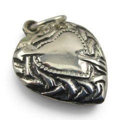 Sterling Silver Puffy Pierced Heart Charm for Bracelet Cupid’s Arrow of Love 39