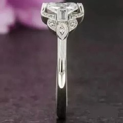 3Ct Art Deco Vintage Style Lab-Created Diamond Wedding 14K White Gold FN Ring