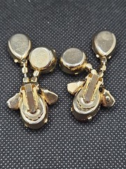 Vintage Chandelier Large Brooch & Earrings Multicolor Rhinestones Set