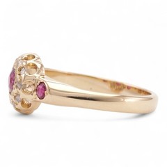 EDWARDIAN LOVE Antique 18K Yellow Gold Natural Ruby & Old Rose Cut Diamond Ring
