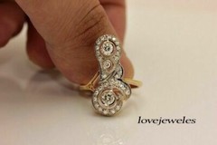 14K 2-Tone Gold Over 1.50CT Round Lab-Created Diamond Vintage Art Deco Ring Gift