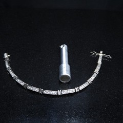 Vintage NF Silver Tone CZ Tennis Bracelet 1970s Nickel Free Sparkling Stones