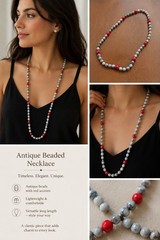 Vintage 35” Job’s Tears Seed Necklace Made with Natural Gray Coix Seeds
