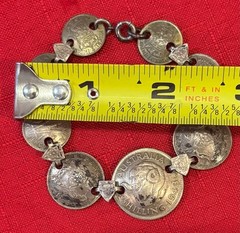 Vintage Sterling Silver 1943 Australian Coin Trench Art Charm Bracelet