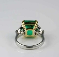 Vintage Art Deco Style Lab Created Emerald Engagement 14K White Gold Finish Ring