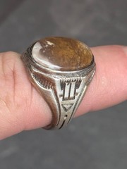 Vintage Clark & Coombs Sterling Silver Art Deco Men’s Signet Agate Ring